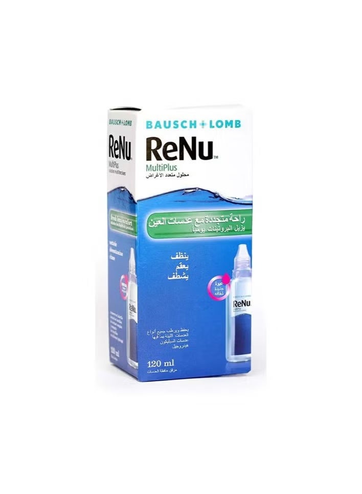 Renu Baush & Lomb 120 ml Multiplus Contact Lens Solution - Clear - Image 2