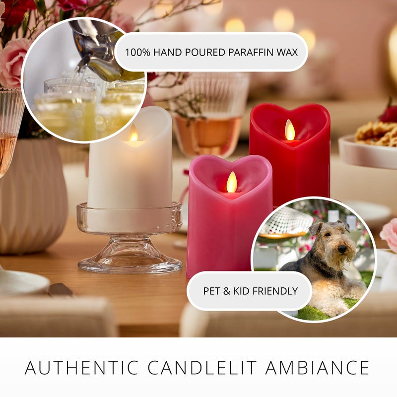 Luminara True Red Heart Shaped Pillar Candle - Flickering Real-Flame Technology - Remote Ready - Romantic Valentine's Collection - 3.5" x4.5" - Image 5