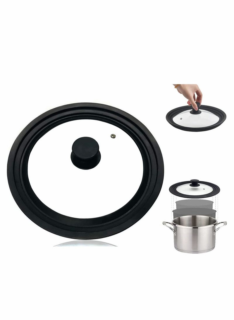 Universal Lid for Pots and Pans, Universal Lid Tempered Glass Lid for Skillet Frying Pan Cover silicone Pan Lids  - Image 1