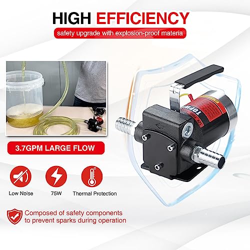 TOPWAY مضخة وقود بنزين TOPWAY 12V DC 3.7GPM ذاتية التحضير مع مقبض، مضخة عكسية، حماية من الحرارة الزائدة، مضادة للانفجار، مع تجاوز مدمج، لإزالة وقود البنزين والديزل والكيروسين - Image 4