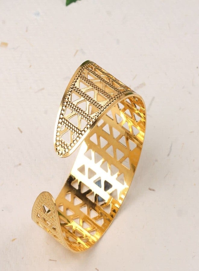 ACCESSHER 22k Gold Plated, Adjustable CNC Indo-Western Statement Kada for Women - Image 5