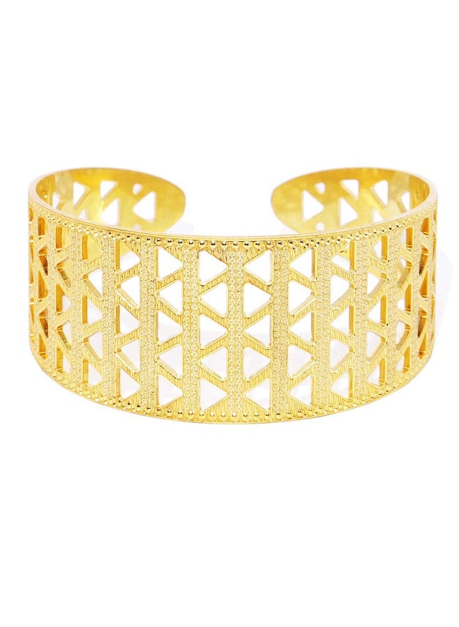 ACCESSHER 22k Gold Plated, Adjustable CNC Indo-Western Statement Kada for Women - Image 1