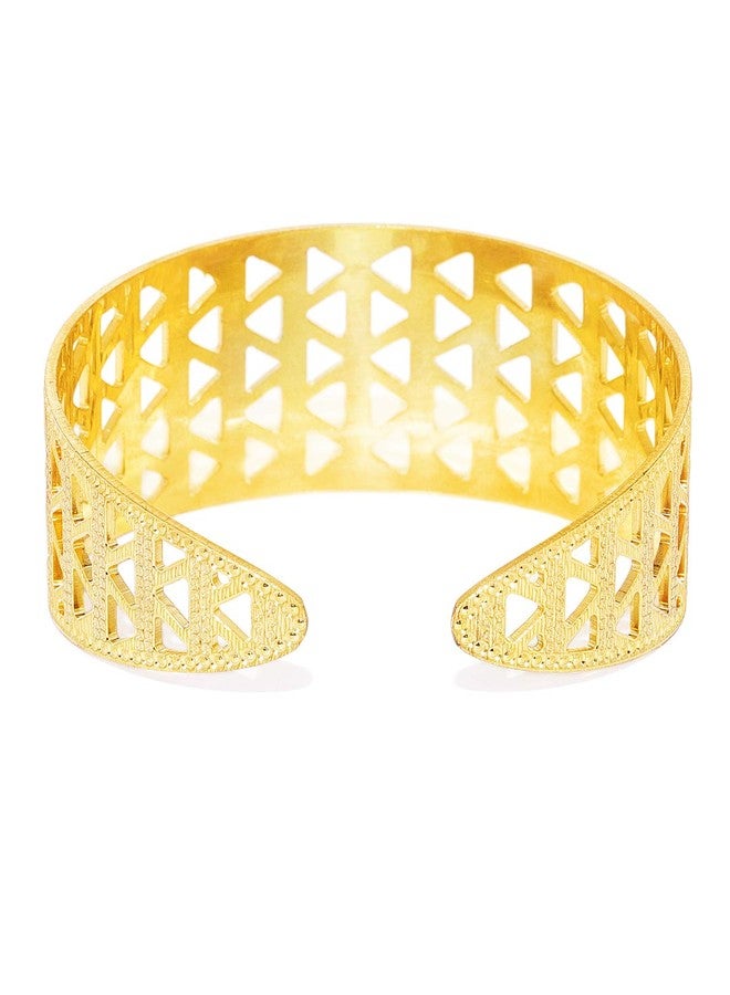 ACCESSHER 22k Gold Plated, Adjustable CNC Indo-Western Statement Kada for Women - Image 2