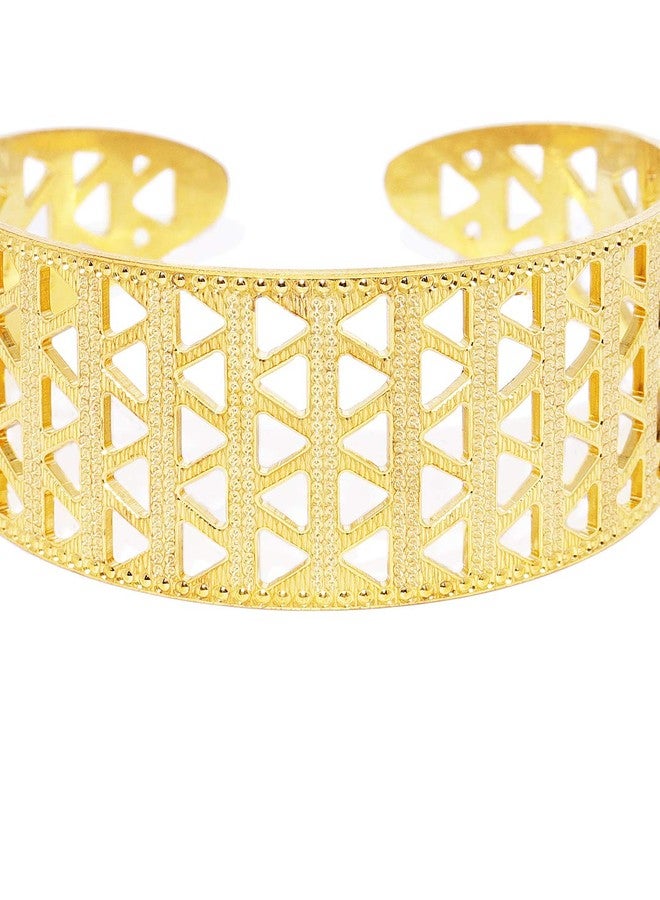 ACCESSHER 22k Gold Plated, Adjustable CNC Indo-Western Statement Kada for Women - Image 3