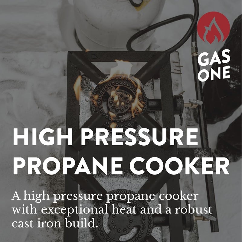 GasOne High Pressure Double Propane Burner - Outdoor Cooking with Heat Shield and Guard â€“ Propane Burner Head for Camping, Tailgating, Seafood Boil, Home Brewing - Patent Pending - Image 2
