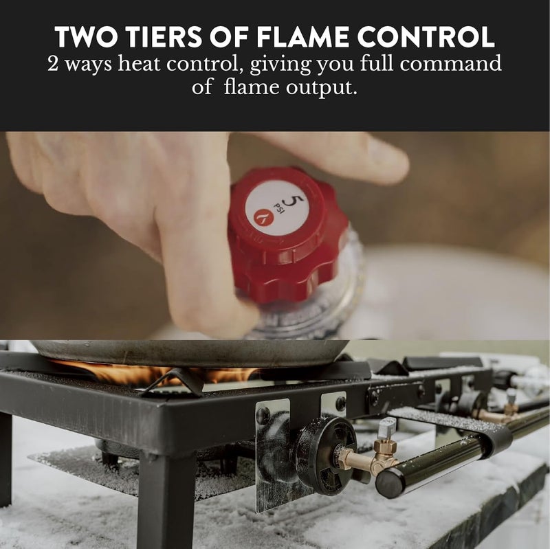 GasOne High Pressure Double Propane Burner - Outdoor Cooking with Heat Shield and Guard â€“ Propane Burner Head for Camping, Tailgating, Seafood Boil, Home Brewing - Patent Pending - Image 4