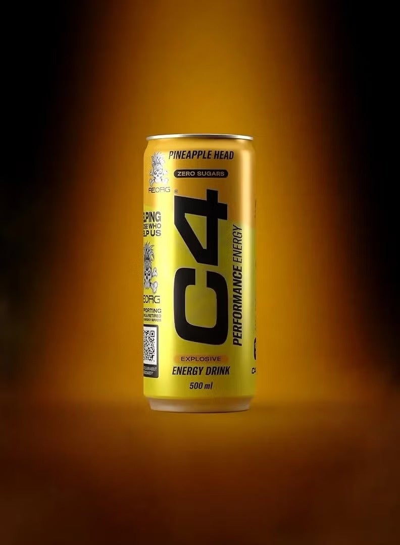 C4  Cellucor مشروب الطاقة سيلوكور سي 4 الخالي من السكر بنكهة الأناناس 500 مل - عبوة من 12 - Image 2