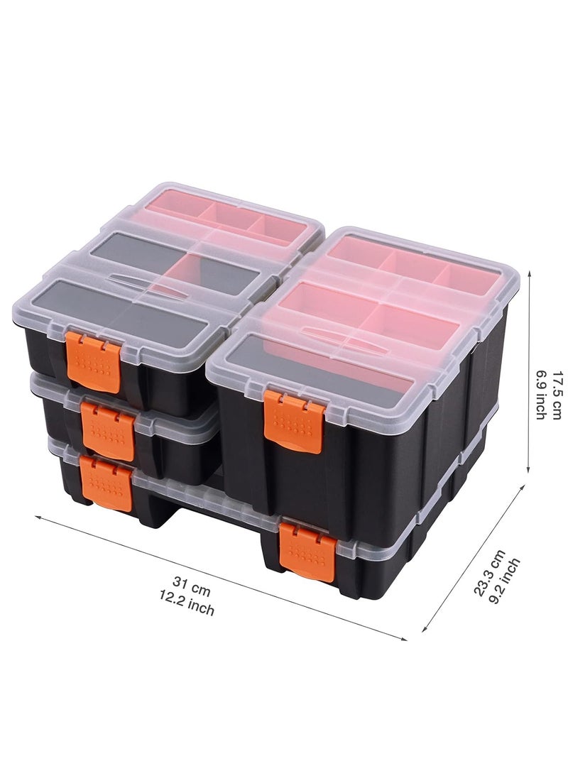 ISTARA - ISTARA 4 in 1 Tool Organizer Set Multipurpose Tool Box with Removable Trays and Transparent Lid Portable Parts Storage Boxes for Hardware Parts Screws Nuts Small Parts - Image 1