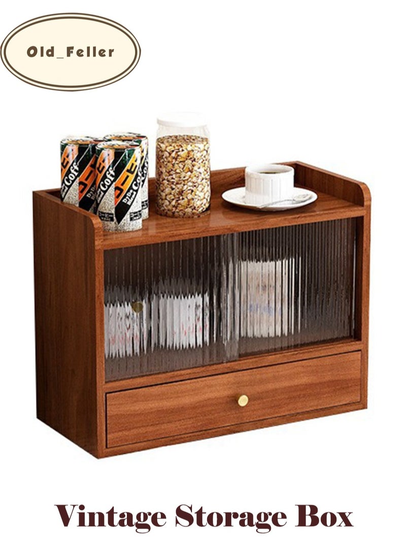 Old_Feller Vintage Storage box V60 Tools Storage Box Large capacity Wooden Cosmetic box Storage  Cute Stylish Tabletop Small item storage Small item storage Drawer Stationery Cosmetics Skin care Storage  - Image 1