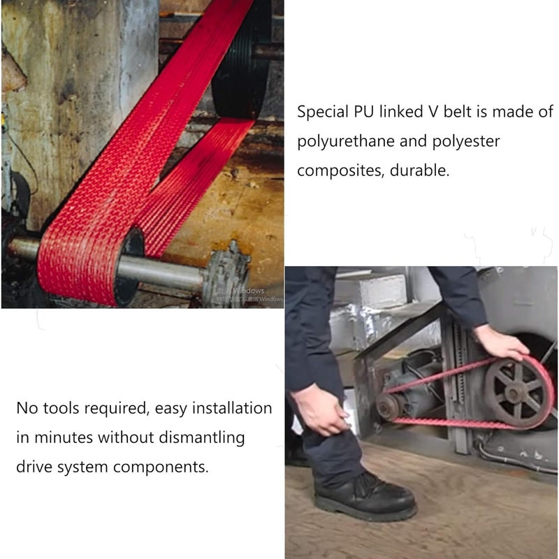 Ketofa 8FT Power Twist V-Belt 1/2-Inch x 8 Feet A Type, Adjustable Link V - Belt Type A Perfect for Lathes, Drill Press, Table Saws and Other Woodworking Tools (2PCS 4FT) - Image 3