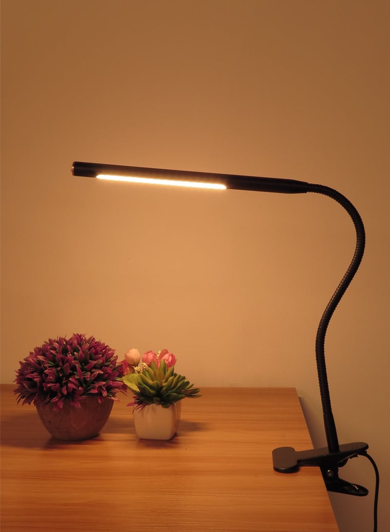 LED Desk Lamp with Clamp, Reading Light with 360° Rotating Angel, 3 Lighting Color and Brightness Dimmer Light, Flexible Gooseneck Metal USB Clip Light, Bedroom and Office Home Lighting - Image 2