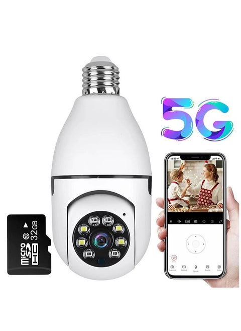 Light Bulb Security Cameras 5 G Hz Outdoor Wireless Wifi Security Cameras 360 Degree Light Socket Screw In Security Cameras For Home Security Safe Cam Light Bulb Cameras Night Vision