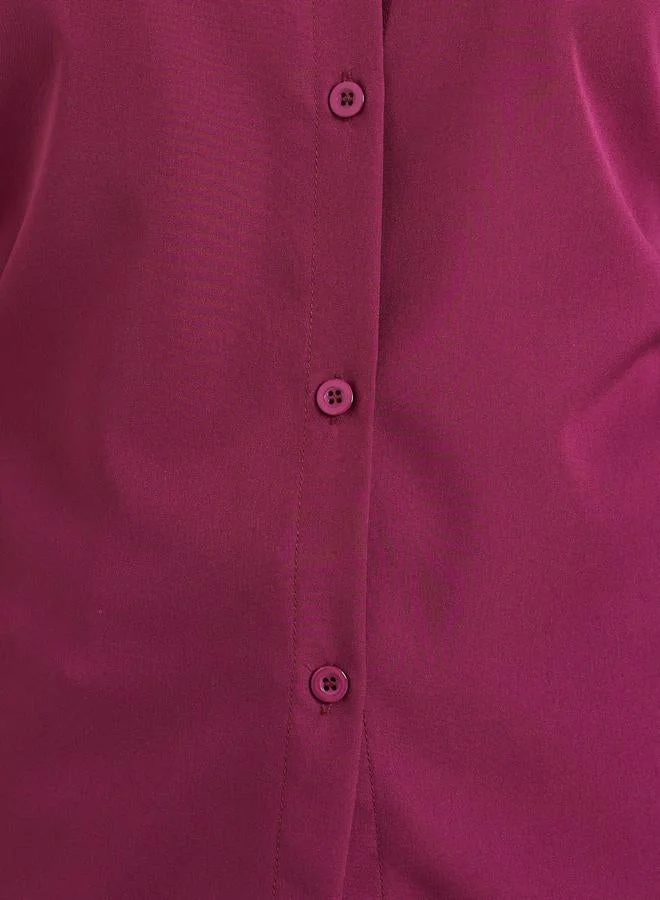 Styli Women Burgundy Button-Down Shirt