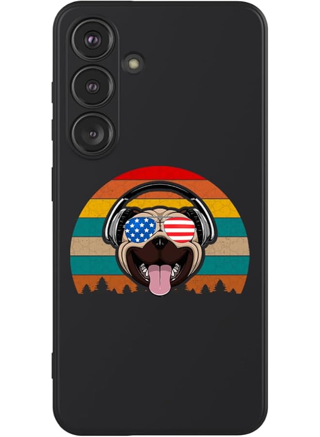 Theodor Protective Slim Fit Case Liquid Silicone Cover With Full Body Protection Anti Scratch Shockproof Case For Samsung Galaxy S24 Black Pug With Headphones Multicolour Mcplssgs24Blka531  - Image 1