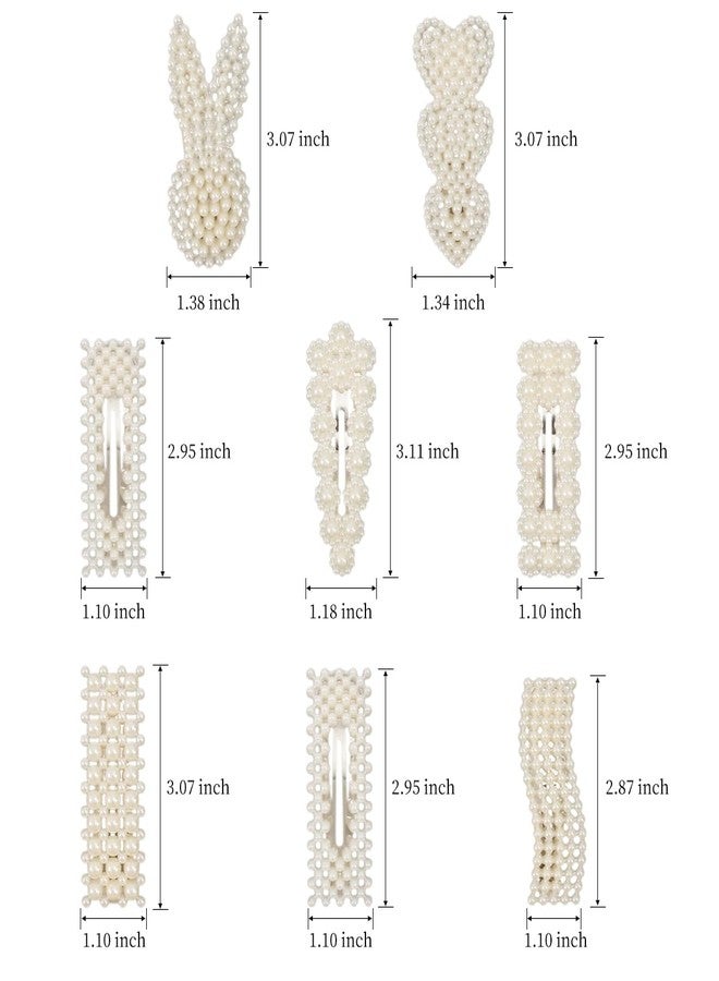 Merdia Simulated Pearl Hair Clips for Women | Unique Patterns & Shapes Barrettes for Thick Hair | Hair Barrettes for Women, Short Hair Accessories | Alligator Bobby Clips for Hair (White 8 Pcs) - Image 2