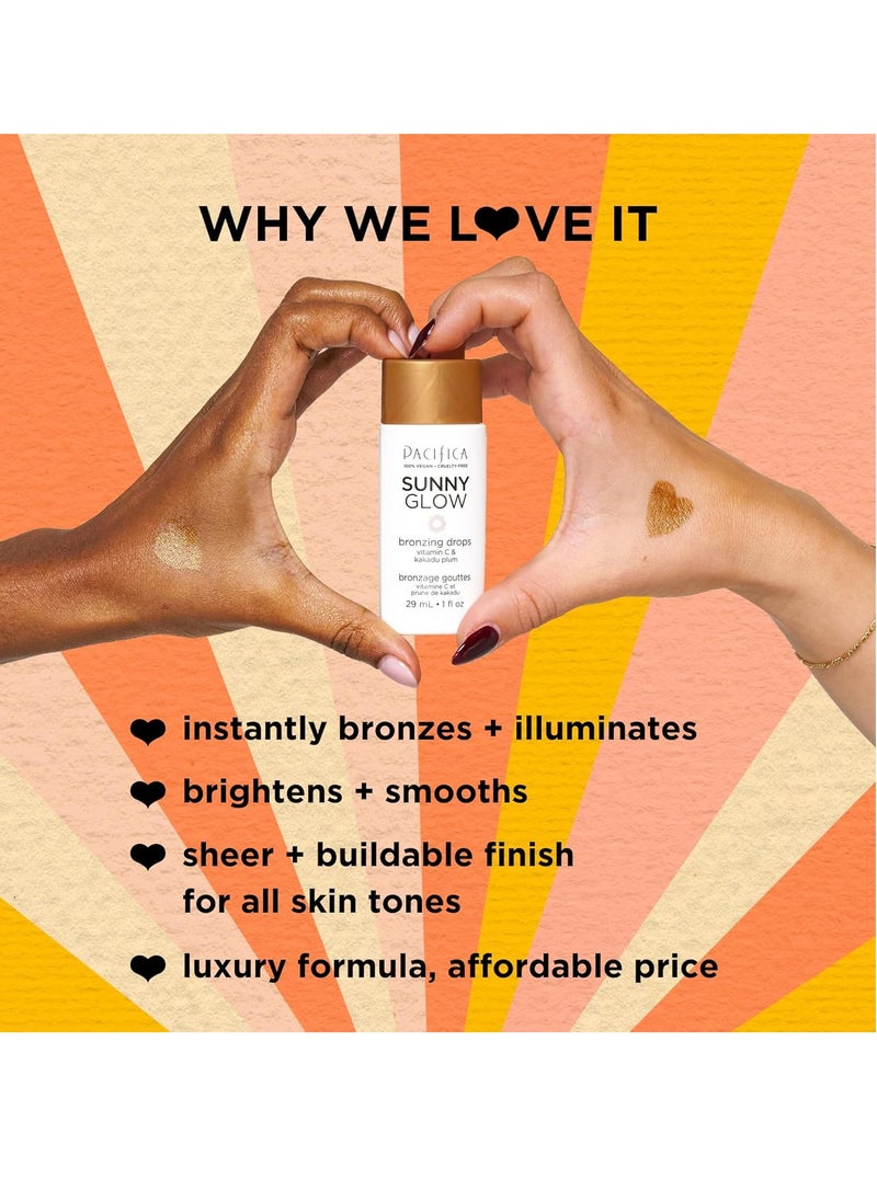 Pacifica Pacifica Liquid Face Bronzing Drops - Sunny Glow Liquid Bronzer For Face & Skin - Illuminating Highlighting Makeup -w/Vitamin C, for Cheeks & Forehead Vegan Cruelty Free Dermatologist Tested  - Image 2