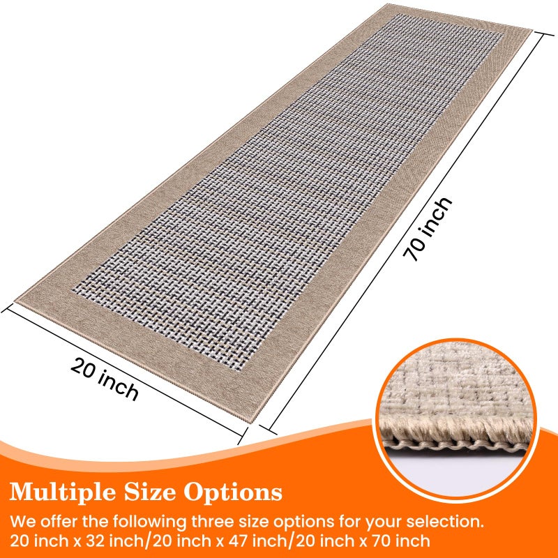 StepRite Kitchen Rugs, Kitchen Mats for Floor, 70"x20" Non-Slip Machine-Washable Kitchen Throw Rug, Absorbent Runner Rugs Office, Sink Standing Desk Mat, Decor Carpet, Khaki - Image 2