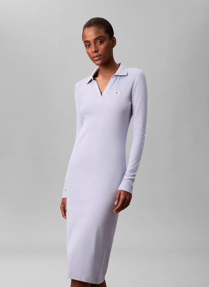 Calvin Klein Jeans  Long Sleeve Collar Neck Midi Dress for Women | Best Price UAE