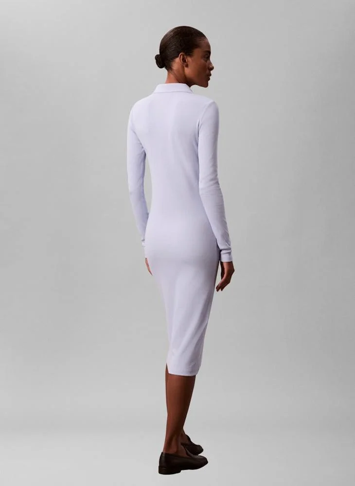 Calvin Klein Jeans Long Sleeve Collar Neck Midi Dress