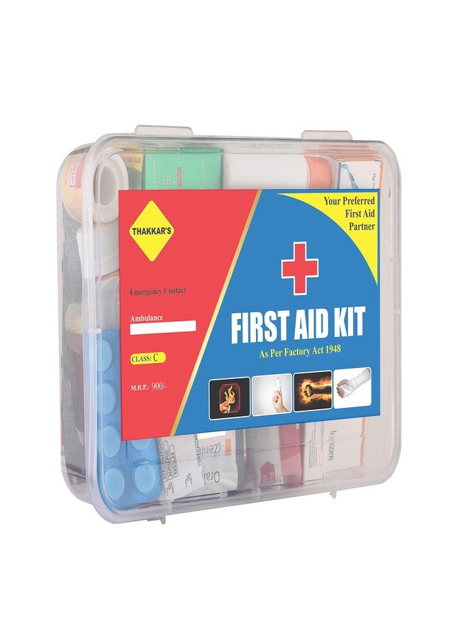 Tool Zone Plastic First Aid Kit Storage Box- CLASS - C Set with Medicine (Transparent Plastic Case), Rectangular, Standard - Image 1
