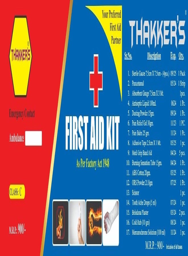 Tool Zone Plastic First Aid Kit Storage Box- CLASS - C Set with Medicine (Transparent Plastic Case), Rectangular, Standard - Image 2