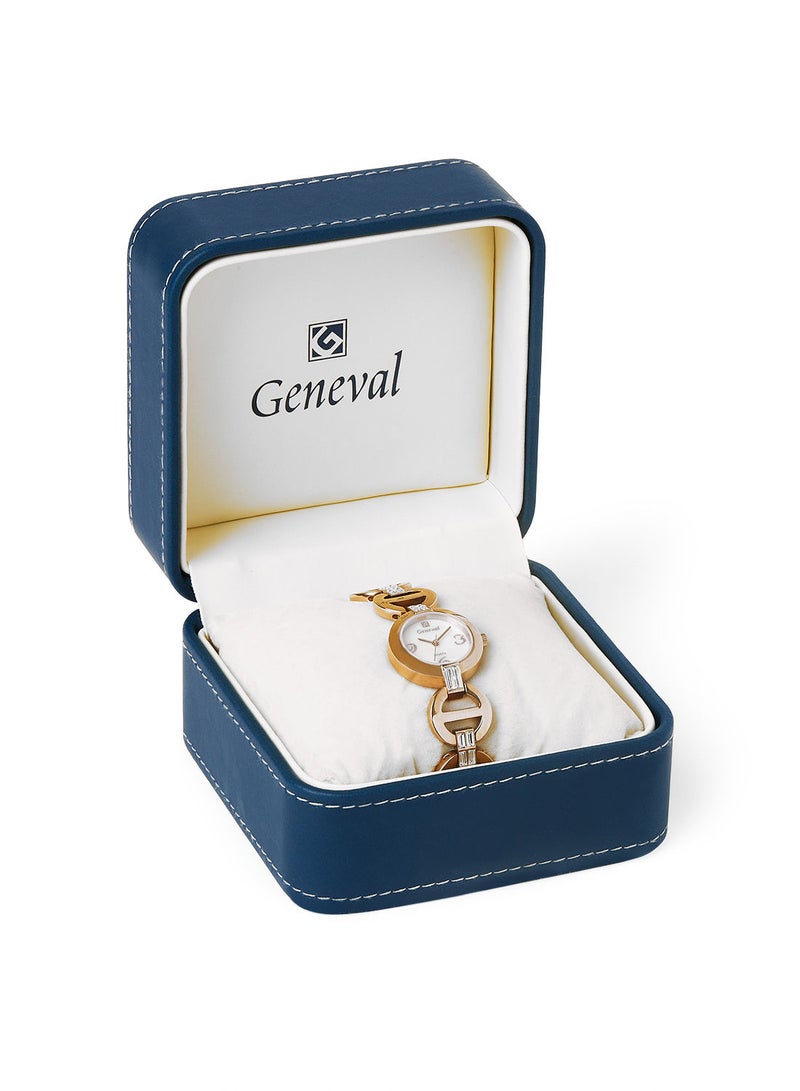GENEVAL ساعة يد معدنية تناظرية GBS112RPW - 26 مم - ذهب وردي - Image 5