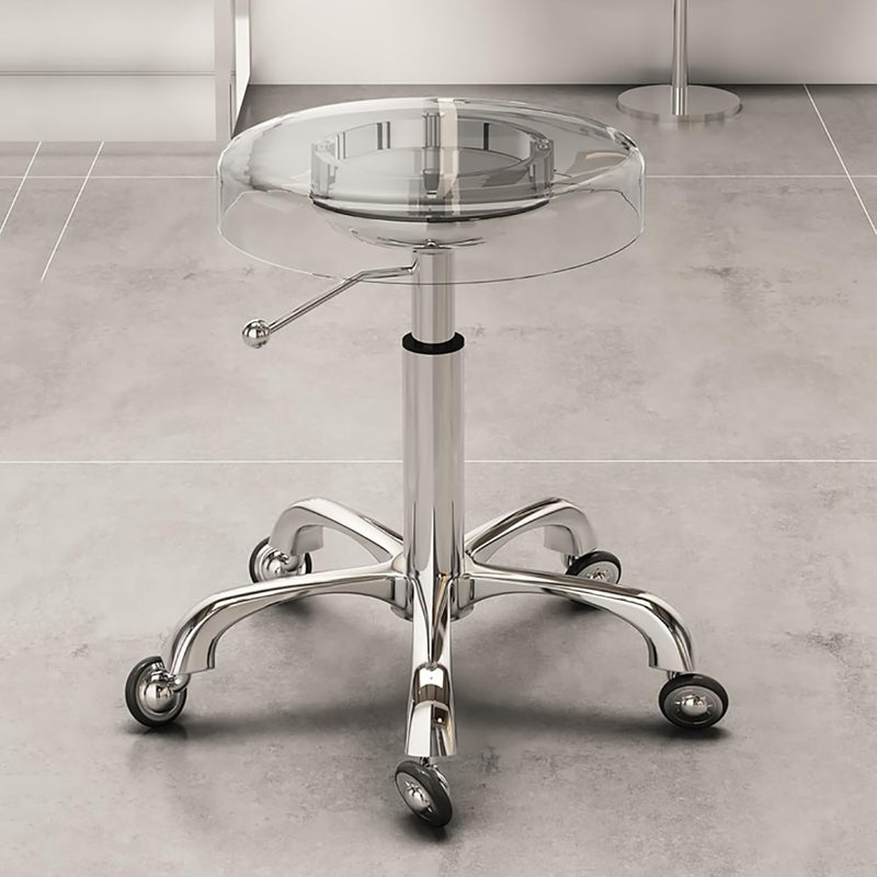 Adjustable Acrylic Rolling Stool, Swivel Chair On Wheels for Salon, Medical Office, Spa, Kitchen, Tattoo Work - Height 42-55cm, Green Color Clear a 40-47cm/16-19 - Image 1