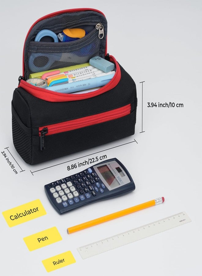 ECHSRT Jumbo Pencil Case Organizer for Men Women, Extra Large Capacity Pencil Pouch, Sturdy Portable Storage Bag for Office Travel Supplies - Black - Image 2