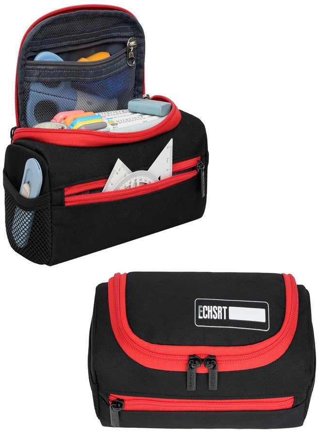 ECHSRT Jumbo Pencil Case Organizer for Men Women, Extra Large Capacity Pencil Pouch, Sturdy Portable Storage Bag for Office Travel Supplies - Black - Image 1