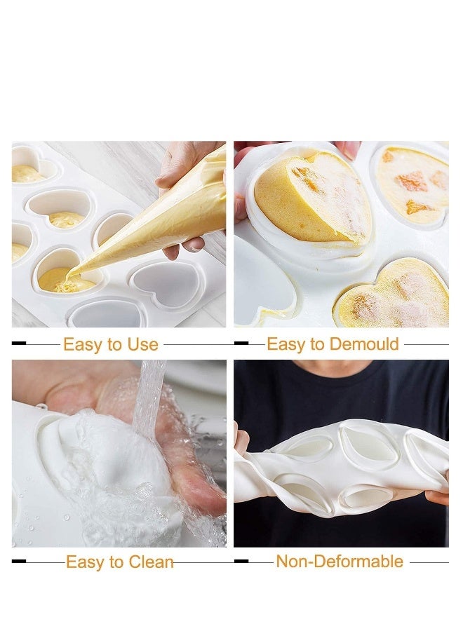 Silicone Baking Molds Set of Three Includes Eight Cavities for Mousse Cakes Tart Rings and Heart-Shaped Desserts Nonstick Flexible Mold for Chocolate Pastries Truffles Pudding Jelly and Cheesecake DIY - Image 3