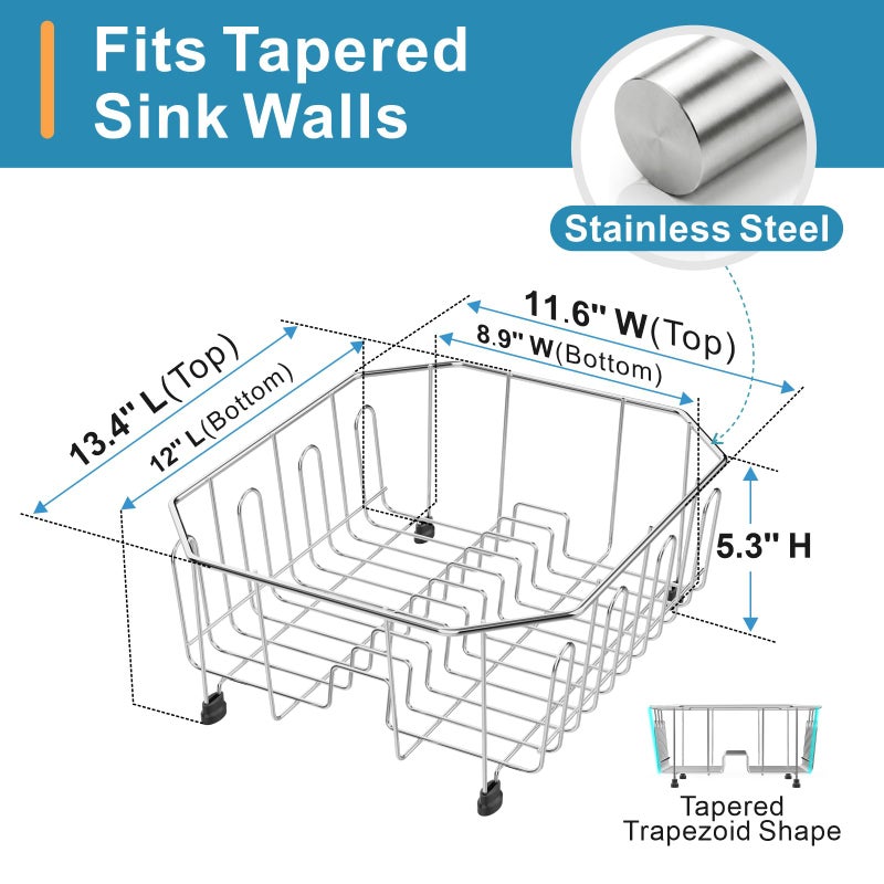 iSPECLE Small in Sink Dish Drying Rack - Stainless Steel Compact Inside Sink Dish Drainer for RV Apartment Kitchen, Rust Resistant, 11.6" W x 13.4" L, Silver - Image 4