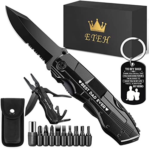 ETEH Gifts for Dad from Daughter Son,Multitool Pocket Knife "BEST DAD EVER",Christmas Birthday Fathers Day Dad Gifts,Unique Camping Hunting Cycling Gift Ideas for Dad - Image 1
