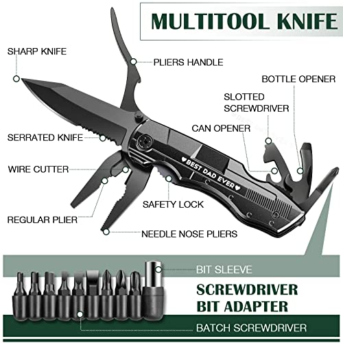 ETEH Gifts for Dad from Daughter Son,Multitool Pocket Knife "BEST DAD EVER",Christmas Birthday Fathers Day Dad Gifts,Unique Camping Hunting Cycling Gift Ideas for Dad - Image 2