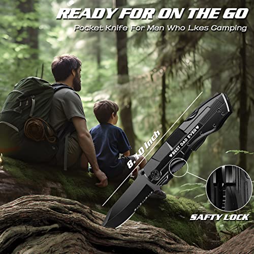 ETEH Gifts for Dad from Daughter Son,Multitool Pocket Knife "BEST DAD EVER",Christmas Birthday Fathers Day Dad Gifts,Unique Camping Hunting Cycling Gift Ideas for Dad - Image 5
