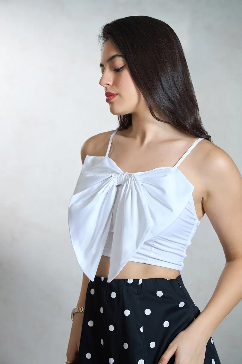 Virgio VIRGIO Cotton Stretch Big Bow Crop Top