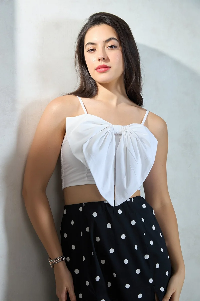 Virgio VIRGIO Cotton Stretch Big Bow Crop Top