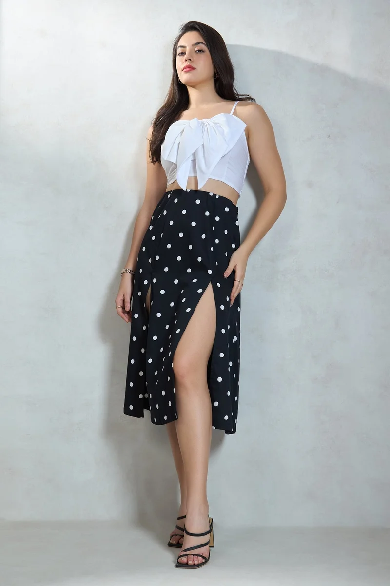 فيرجيو توب قصير فيرجيو قطن مطاطي بفيونكة كبيرة