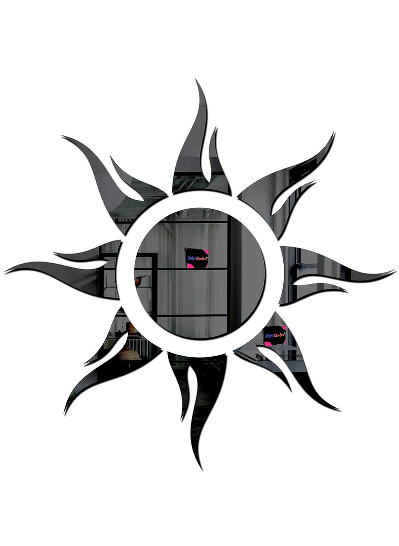 Bikri Kendra Bikri Kendra Sun Black Model 3 Mirror Stickers for Wall Acrylic Mirror Wall Decor Sticker Wall mirror stickers Acrylic Stickers Self Adhesive Sticker Wall Stickers for Hall Room Bedroom 