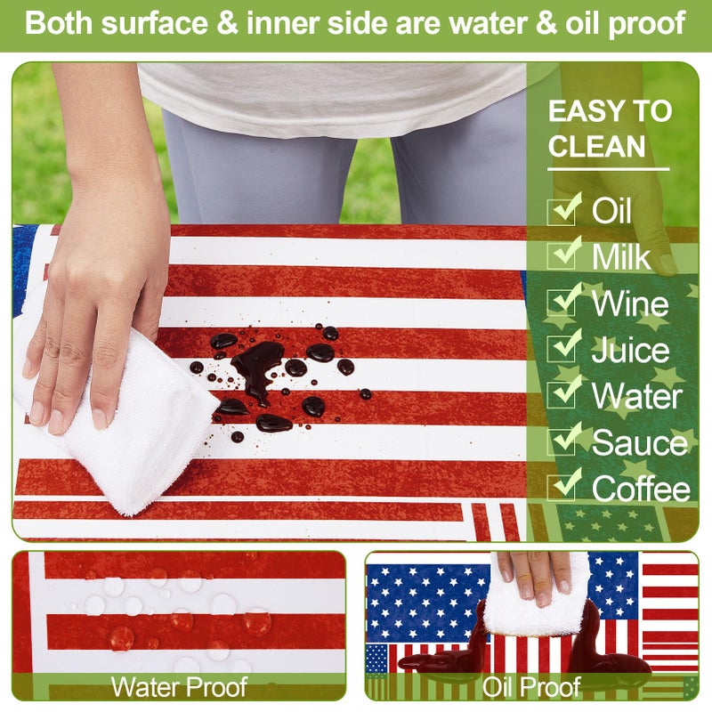 Play Tailor Picnic Table Cover with Bench Covers Camping Essentials Waterproof Windproof Camping Tablecloth with Drawstring Bag  Fitted Rectangle Tables and Seats  72in  Red Blue White - Image 3
