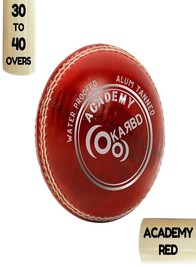 KARBD Cricket Ball Leather 4 Piece Professional Hand Stitching Seam Waterproof Coating Hard Season Ball for Practice and Tournament Club Matches (30 to 40 Overs, Academy Red) - Image 2