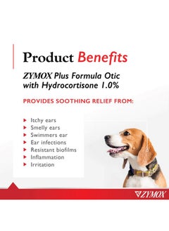 Zymox Advanced Formula Otic Plus Enzymatic Ear Solution For Dogs And Cats With 1% Hydrocortisone, 1.25Oz  - Image 2