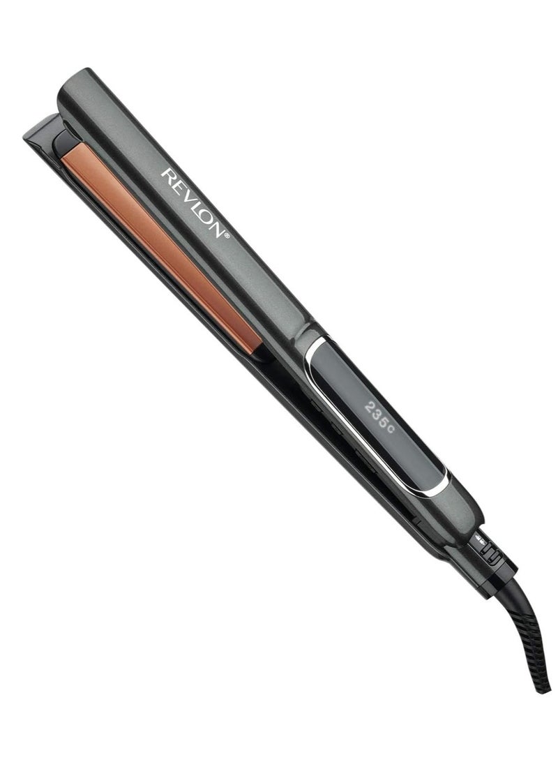 ريفلون مكواة فرد الشعر النحاسية بيرفكت هيت، مقاس 25 مم، مكواة فرد شعر سيراميكية، 30 إعداد شاشة LCD، حتى 235 درجة مئوية، لون أسود - Image 1