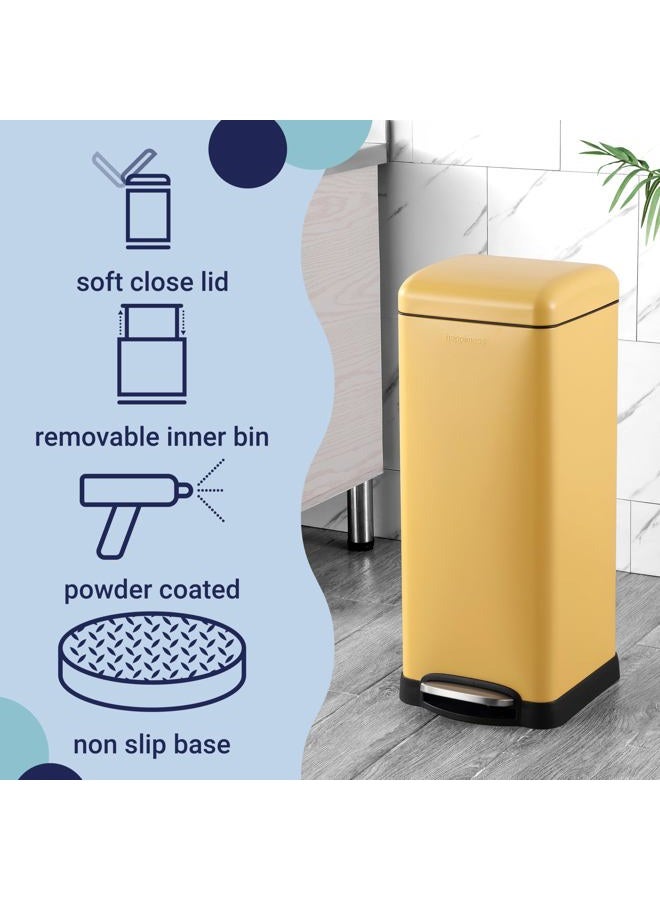 happimess HPM1007K Betty Retro 8-Gallon Step-Open Trash Can, Daffodil Yellow with Soft-Close Lid, Fingerprint Resistant, Modern, Minimalistic for Home, Kitchen, Laundry Room, Office, Bedroom, Bathroom - Image 3