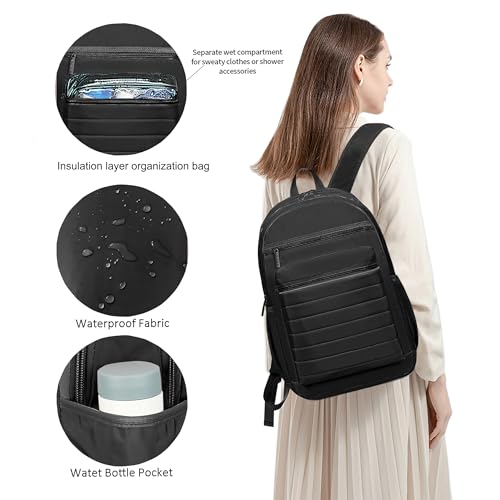 KEOFID Travel Backpack for Women Womens Work Backpacks Antitheft Backpack Purse Back pack for College Girls CarryOn Travel BackpacksBookbagCarbon Black - Image 3