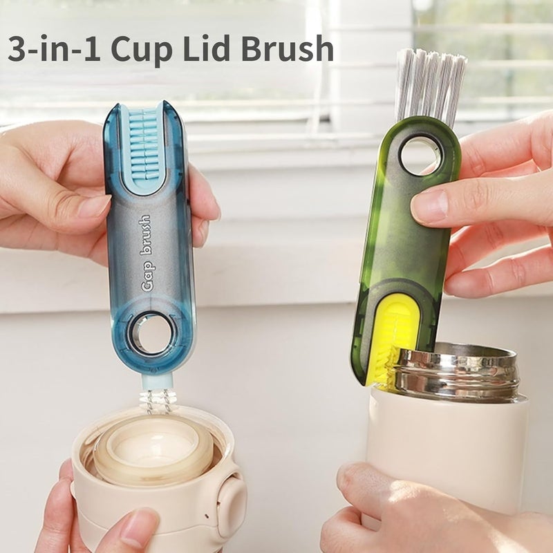 3 in 1 Multifunctional Cleaning Brush, Small Cup Lid Detail Brush, U Shape Silicone Straw Brush, Straw Cleaning Brush Set for Water Bottle Glass Cup (1) - Image 3