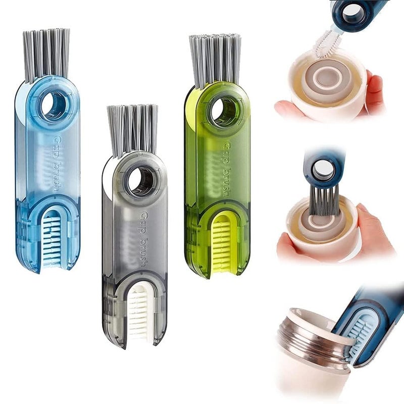 3 in 1 Multifunctional Cleaning Brush, Small Cup Lid Detail Brush, U Shape Silicone Straw Brush, Straw Cleaning Brush Set for Water Bottle Glass Cup (1) - Image 1