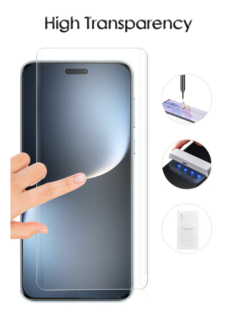 For Honor Magic 7 pro - UV Advanced Premium Tempered Glass Screen Protector Guard , Full Adhesive UV Curved Case Friendly HD Clarity With Installation Kit - Image 2