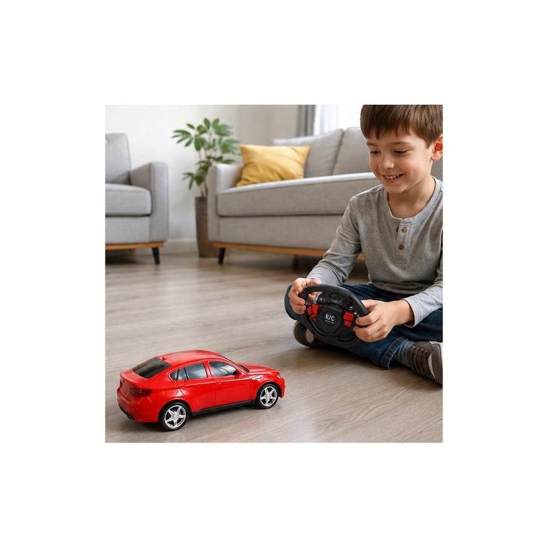 Model car RC Play Zone | Remote Control Model Car Toy for Boys, Red RC Vehicle with Steering Wheel Controller - Image 4
