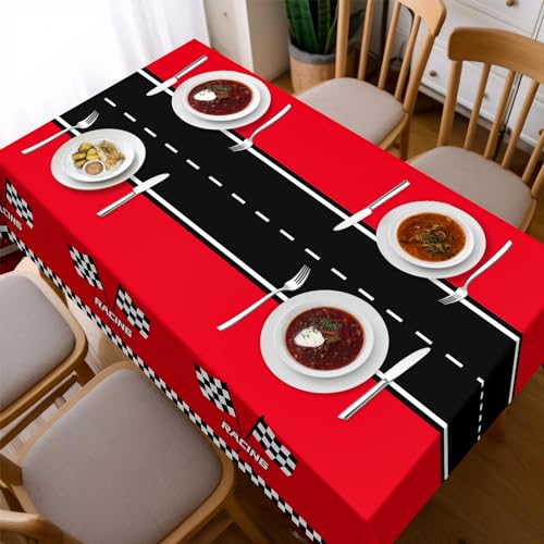 Childom 3Pcs Racing Car Plastic Tablecloth, Race Birthday Party Decorations, 54'' x 108'' Checkered Table Cloth Decor, Favors Rectangular Tablecloth for Boys Baby Shower Home - Image 4
