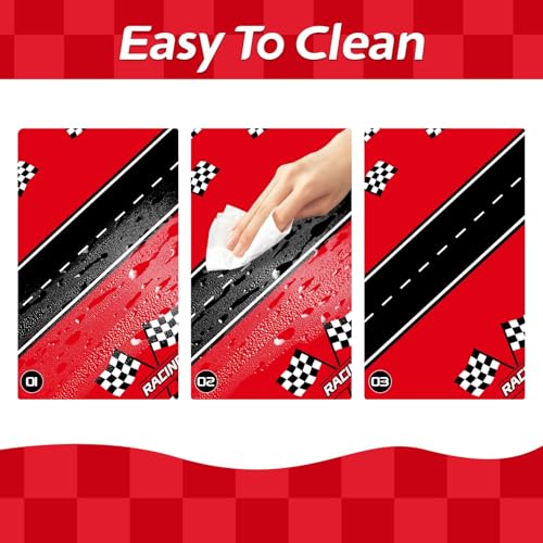 Childom 3Pcs Racing Car Plastic Tablecloth, Race Birthday Party Decorations, 54'' x 108'' Checkered Table Cloth Decor, Favors Rectangular Tablecloth for Boys Baby Shower Home - Image 3